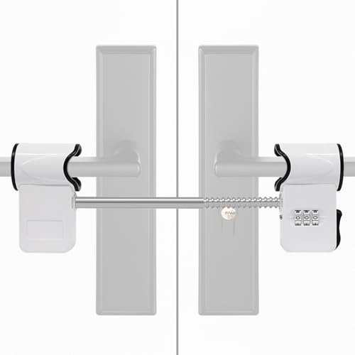 French Door Security Lock - 3 Digit Code Lock, Double Door Handle Combination Lock for Internal and External Use, Premium Zinc Alloy Metal Construction for Enhanced Security of Patio Doors