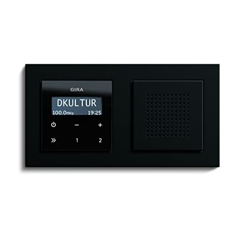 grenda-hammer® | Badradio RDS Unterputz Radio Schwarzglasoptik/ E2 schwarz matt mit Lautsprecher und Rahmen Cover