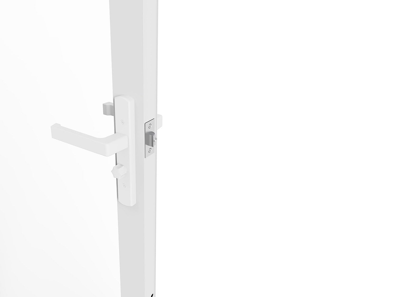 Vente-unique - Bloc porte réversible en aluminium et verre trempé - H204 x L73 cm - Blanc - LOXTON
