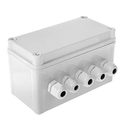 Preisvergleich Produktbild Uotyle Elektrische Abzweigdose + Anschlussverschraubung PG9 Kunststoff grau staubdicht elektrisch IP65 wasserdicht Projektgehäuse Outdoor Gehäuse 160 x 80 x 95 mm 1 Zoll bis 5 Out