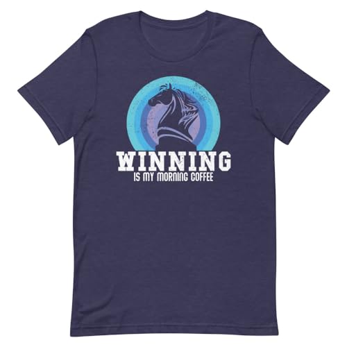 Novità Winning is My Morning Coffee Players Tee Shirt Vintage Chessman, Heather Midnight Navy, XL