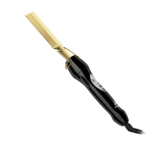 Andis 38335 Professional Heat Ceramic Press Comb For Hair, Straightener - 450F High Heat With Dual Voltage - 20 Adjustable Heat-Settings, 30 Min Auto Shut-Off, Gold #TOP4
