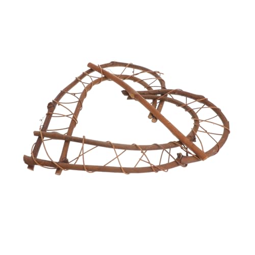 TOPPERFUN Rattan Kranz Doppelherzform Natürliche Weide Dekoration...