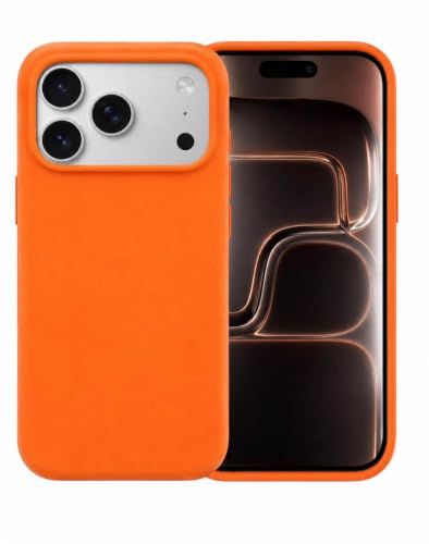 Image of Premium Liquid Silicone Case for iPhone 17 Pro - Slim Full Body Protective Back Cover with Soft Microfiber Lining, Anti-Slip Grip Scratch Resistant Phone Case (Orange)