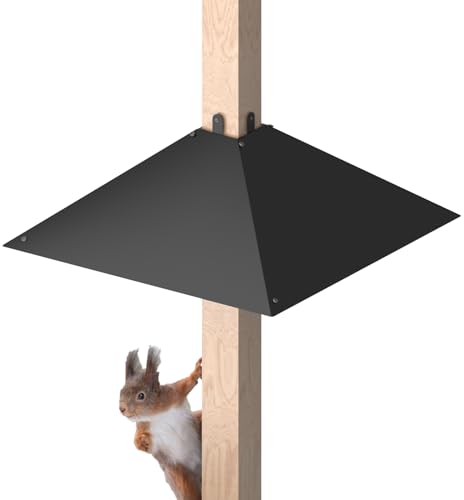 Queension Metal Squirrel Baffle for 4x4 Post 17 Inch Squirrel Proof Baffles for Bird Feeder Poles Outdoor Guard for Wooden Pole to Deter Raccoons from Bird Houses 1 Pack