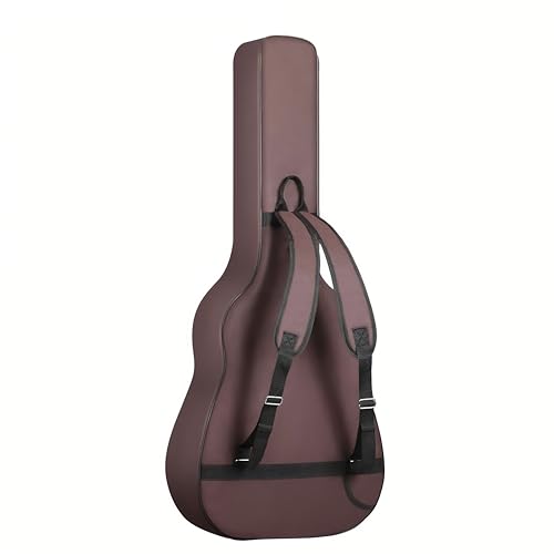 Image of The Melod Acoustic Guitar Gig Bag,Case,Cover, Premium Brown Leather-Trimmed Case with Multiple Storage Pockets, Heavy Duty Padded Protection
