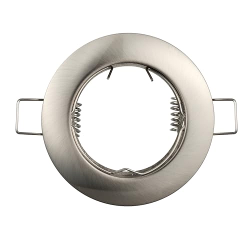 JOYINLED Pack of 10 Recessed Lighting Frame GU5.3 MR16 Fitting Frost White Ceiling Downlight Holder for Living Room 60mm(2.36in) Cutout(Satin Nickel)