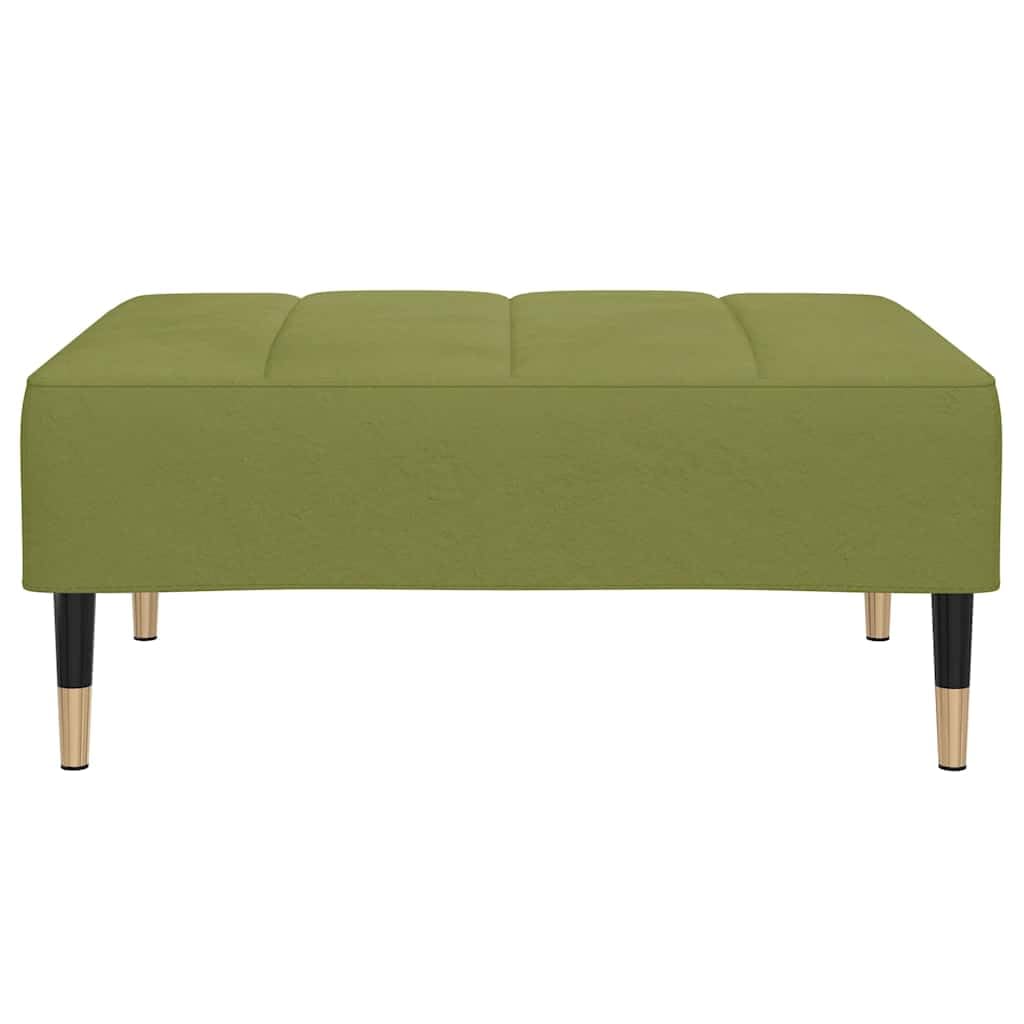 Poggiapiedi in velluto verde chiaro, 78 x 56 x 32 cm, imbottito, con telaio in metallo e imbottitura in schiuma, pouf per soggiorno, camera da letto, corridoio, contenitore versatile