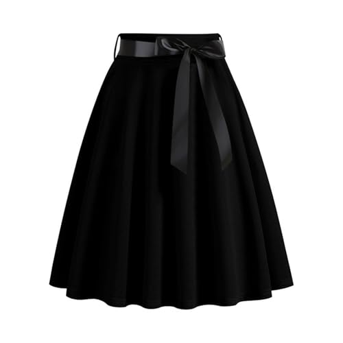 Vintage Skirts for Women Elastic High Waist Stretch Swing Party Skirt Pleated A Line Flared Midi Dress