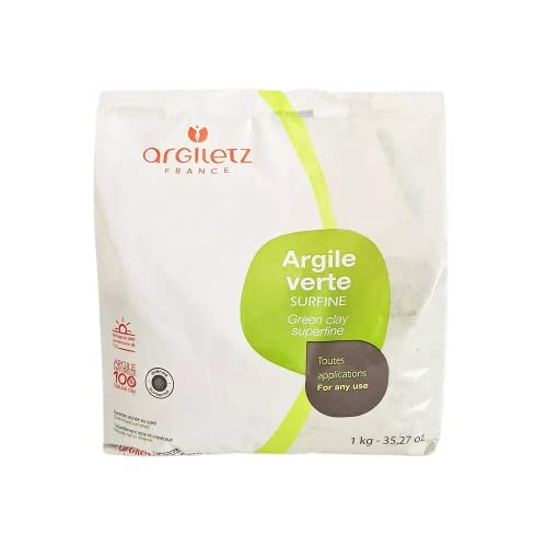 (ARCILIA) Argiletz - Poudre Surfine Argile Vert 1 Kg - bain d'argile, cure, cataplasmes, emplâtres, bio, argile française, masque soin beauté, visage