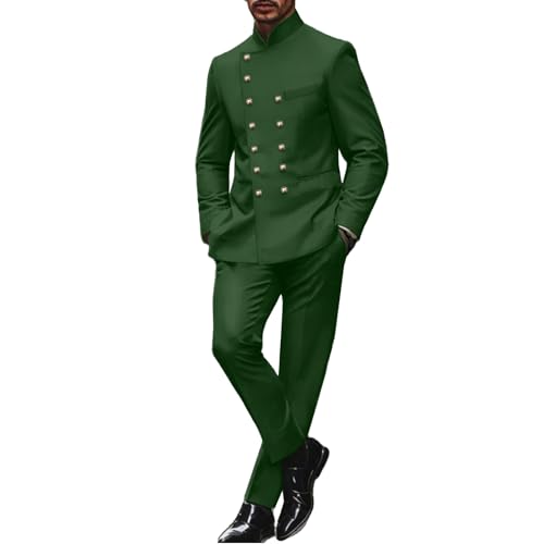 African Suits for Men Dashiki Double Breasted Jacket Pants Outfit 2 Piece Sets Nigerian Clothes Attire Clothing