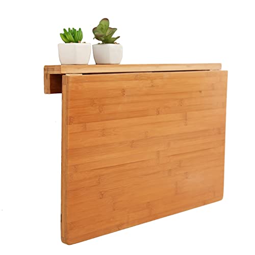 Mesa plegable de pared Montado en la Pared Comedor, Bambú Mesa de Aprendizaje Mesas de Computadora con Soporte Triangular, Mesa de Lavadero para Doblar Ropa (Color : L x W, Size : 80cmx55cm) Cover