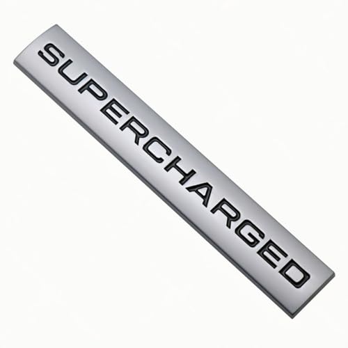 Image of 2pcs Supercharged Metal Car Emblem Premium Auto Badge Rear Trunk Side Decal Sticker (Silver Black)