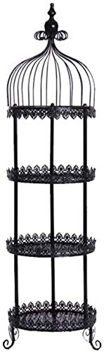 Flower stand Floor Rack Multi-layer Retro Iron Bird Cage Decorative Shelf Living Room XXT (Color : Black)