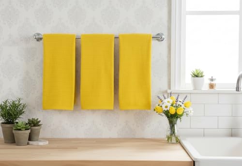 Serafina Home Übergroße Küchentücher, einfarbig, reißfest, zitronengelb, 100 % Baumwolle, weich, saugfähig, Frottee-Schlaufe… – Ansicht 2