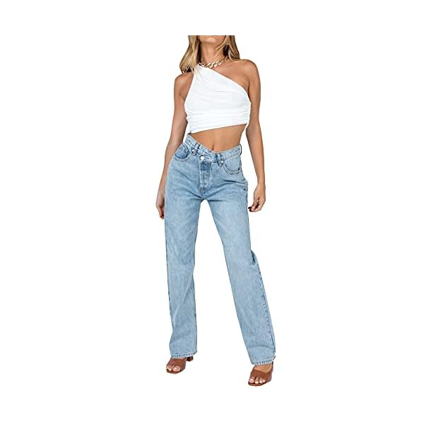 LYANER-Womens-Sexy-Ruched-One-Shoulder-Sleeveless-Crop-Top-Strappy-Cami-Tank LYANER Women's Sexy Ruched One Shoulder Sleeveless Crop Top Strappy Cami Tank White Small