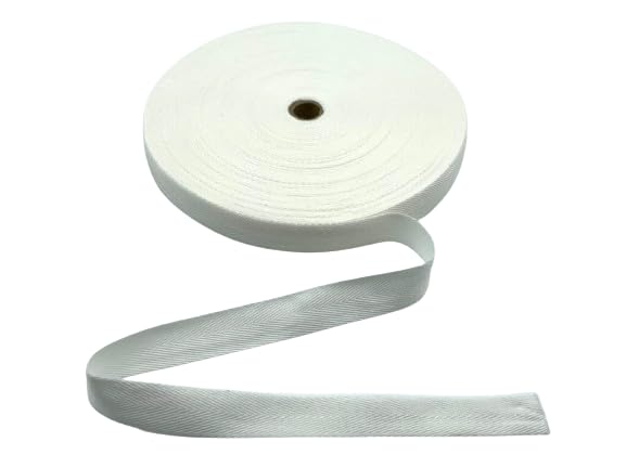 Generic Cotton Blend Binding Apron Herringbone Twill Webbing Tape Sew Strap All Widths (White, 50 meter)