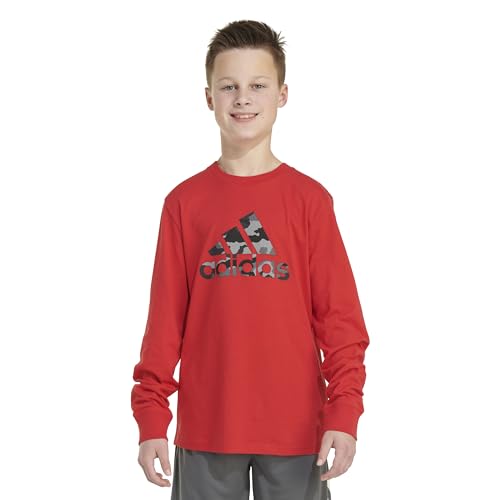 adidas Boys' Long Sleeve Cotton Badge of Sport Logo T-Shirt3