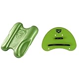 ARENA Unisex Pullbuoy/Schwimmbrett Pull Kick zur Verbesserung der Wasserlage, Acid Lime (65), One Size & Unisex Schwimm Wettkampf Trainingshilfe Finger Paddle Elite, Acid Lime-Black (65), S