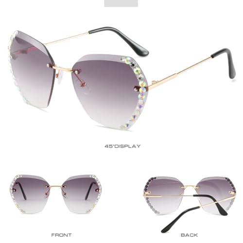 Lunettes de soleil rose dégradé tendance oversize sans monture - 3
