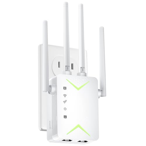 Powerful WiFi Extender Signal Booster, Up to 15,000 Sq Ft & 60 Devices, Whole Home Coverage Internet Repeater Works with Any Router | Plug and Play