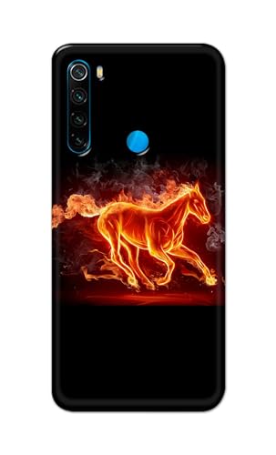 Image of PRINTFIDAA Printed Hard Back Cover Case for Mi Redmi Note 8 Back Cover (Fiery Horse) -112