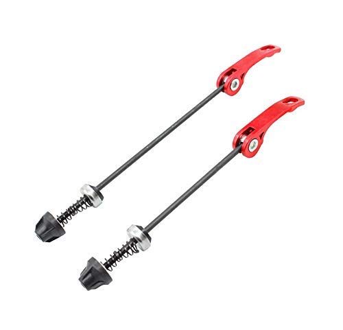 Bike Skewer Quick Release Mountain Bike Road City Bike 145/185 mm, Black Pole Red