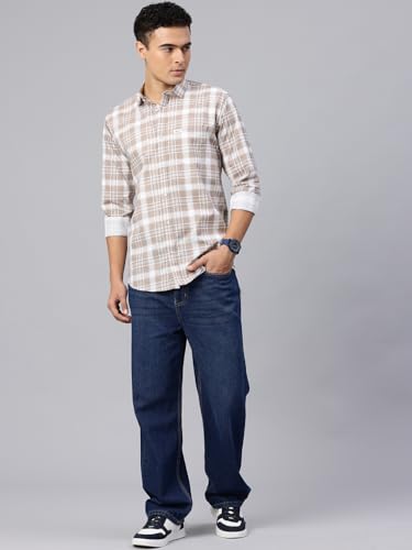 Image of Majestic Man Men Comfort Slim Fit Opaque Checked Cotton Casual Shirt