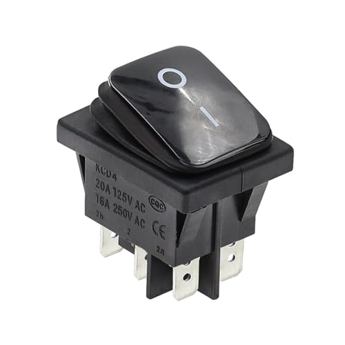 Interruptor basculante KCD2 negro de alta resistencia y 6 pines para sistemas marinos
