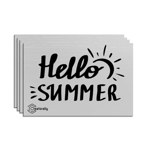 Creatorally Pannelli di Plastica, Pannello Plastica ABS per Incisione Laser 30x20 cm, 4 Foglio Plactic Incisibile 1,3 mm per Fai Da Te Personalizzato Cartello (Nero su Argento Spazzolato Opaco)