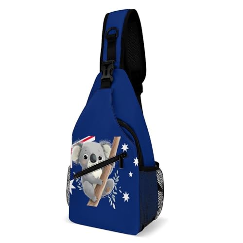 Koala Australia Flag Crossbody Sling Backpack Casual Chest Bag Fanny Pack for Women Men Travel Hiking
