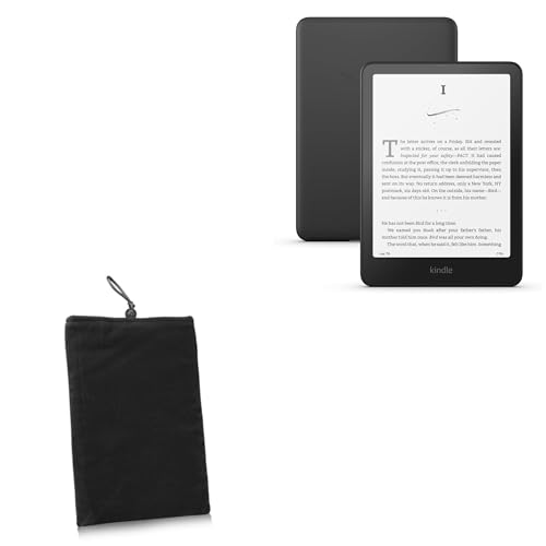 BoxWave Case Compatible with Amazon Kindle (11th Gen 2024) - Velvet Pouch, Soft Velour Fabric Bag Sleeve with Drawstring - Jet Black