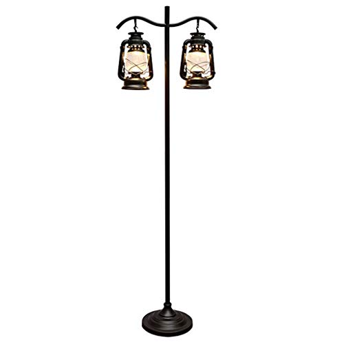 Tingting1992 lampadaire Rétro Double Tête De Lampadaire Salon Balcon Café Creative Lampe De Kérosène Lampadaire Vertical Lampe (Color : Foot Switch, Size : 16W)