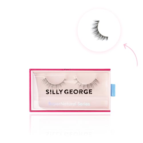 Silly George SuperNatural False Eyelashes - Waterproof & Reusable Natural Eyelashes | Cluster Lashes with Clear & Flexible Band | Thick, Fluffy, Comfortable & Lightweight (Cassiopeia)