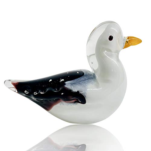 SLMYUER Art Glass Seagull Figurines, Blown Glass Seagull Décor, Handmade Glass Bird Ornaments, Paper Weight Birthday Gift Home Table Decor