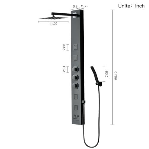 Shower Panel Tower System,Stainless Steel Bathroom Stand Up Shower Kit,Wall-Mount Shower Panels with Rainfall Shower Head,4 Massage Body Jets,Tub Spout and Handheld Shower,Brushed Nickel Homevacious by Homevacious - Image 5