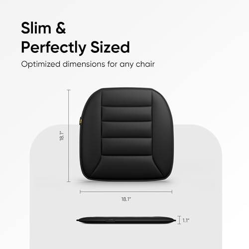 Image of Frido Slim Seat Cushion for Office Chair | Car & Wheelchair - 3cm Thin Memory Foam Cushion for Back Support & Pressure Relief - Non-Slip | Breathable Comfort Pad for Long Sitting (Black)