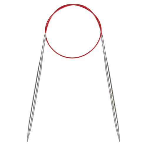 Coopay Agujas de tejer circulares de 4,0 mm, agujas de tejer circulares de 60 cm de acero inoxidable con cable flexible, aguja circular metálica fija para tejer con lana gruesa y fina, calcetines