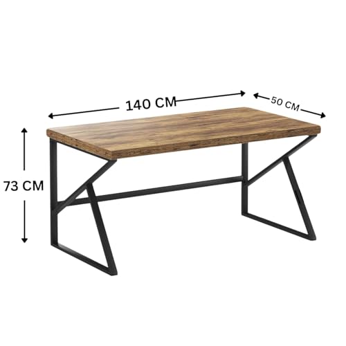 Image of Klaxon Study Table for Students and Adults, Computer Table for Home Office and Gaming, Wood and Metal, 120 x 45 cm, Forest Dark, DIY Assembly Kit Included (K Type FD INS)