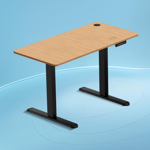 Image of The Sleep Company AeroPro Electric Height Adjustable Desk | Ergonomic WFH Table | 4 Memory Presets | Wireless Charging | 2 Yr Warranty | 1600x700 Top | Free Installation | Oak & Black