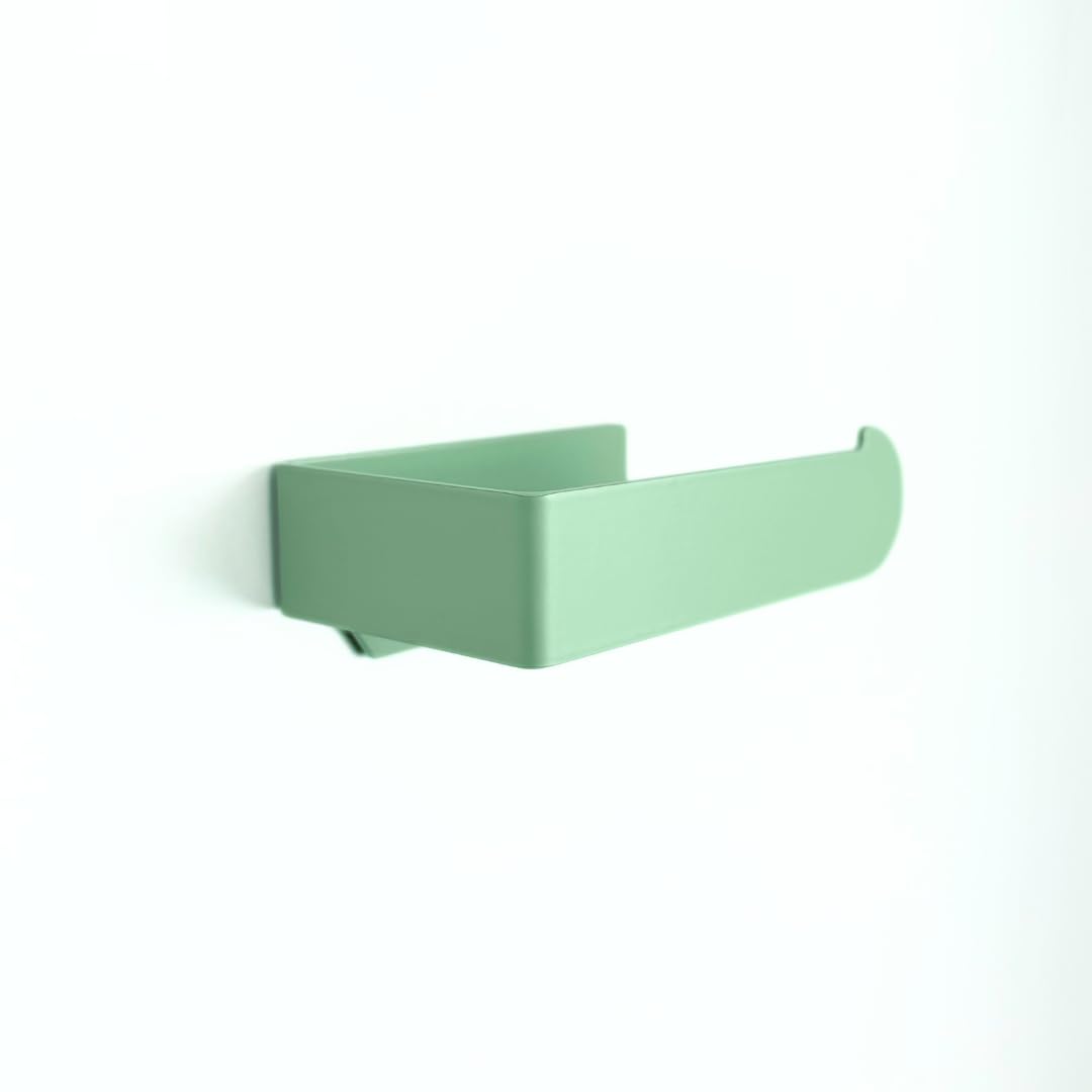 Green Metal Toilet Roll Holder Self-Adhesive Made in Germany