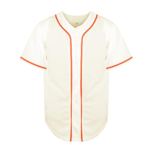 Jersey de Béisbol en Blanco, Manga Corta, Camiseta Deportiva Hip Hop para Hombre y Mujer (Grande, Beige) miniatura 2