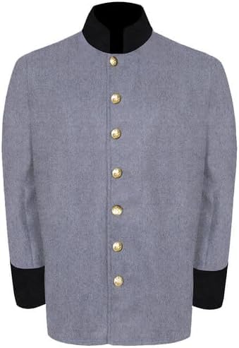 Men's US Civil War Officer's Sack Coat –100% Wool – 7-Button Front,Solid Cuffs Collar – Available in 5 Colors