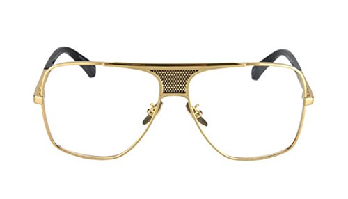 GAMT Retro Square Gold Frame Aviator Men's Goggles Plain Glasses Gold-clear