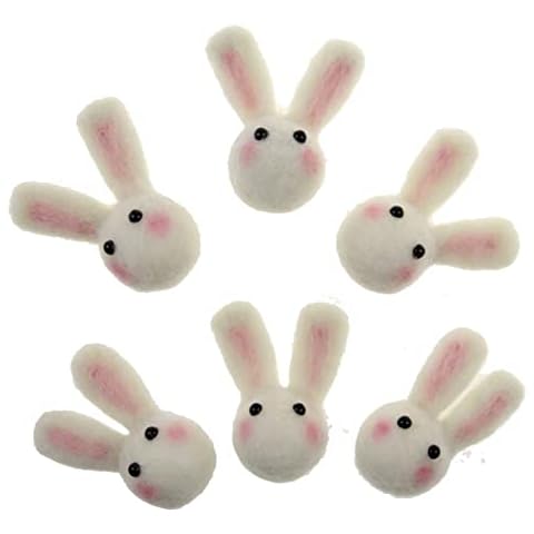 Zasy Wool Felt Carrots Bunnies Easter Ornaments Rabbit Party Home Decor (30mm bunny) Cover