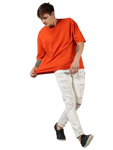 Image of URGEAR Men's Cotton Printed Drop Shoulder - Hip Hop - Down Shoulder- Baggy Loose fit- Stylish Oversized t Shirts for Men