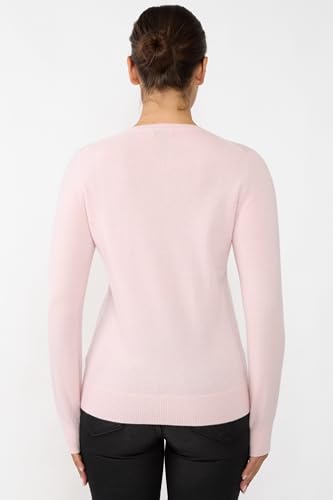 Image of JENNIE LIU Women's 100% Cashmere Button Front Long Sleeve Crewneck Cardigan Sweater