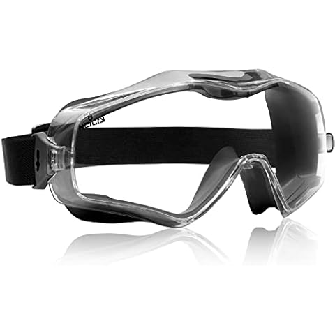 NoCry 6X3 Safety Goggles that Fit Over Glasses; Anti Fog and Scratch Resistant Protective Coating; Clear, Vented Panoramic Lenses with Extreme Impact Resistance; ANSI Z87.1 Certified Eye Protection Cover
