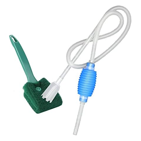 Maotrade Aquarium Syphon 1.43m Fish Tank Gravel Cleaner with Algae Sponge Comfortably Hand Syphon Pump Cleaning Kit for Regular Water Change Cover