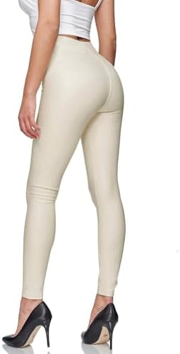 Glamexx24 Dames kunstleer hoge taille leggings skinny broek lederlook treggings, S